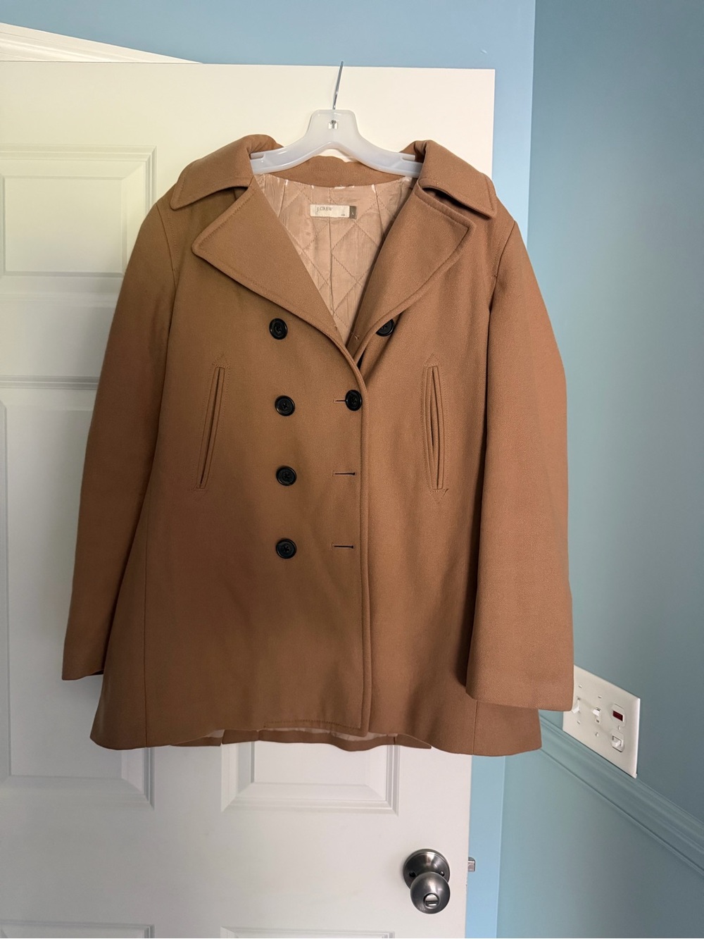 J. Crew Women’s Double-Breasted Peacoat in Camel Brown
